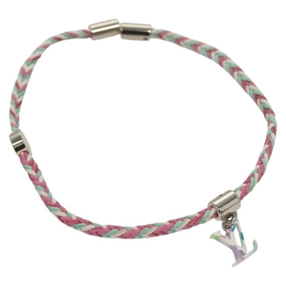 LOUIS VUITTON Brass Friend Ship Bracelet Leather Pink M6793E LV Auth 132791M - Picture 7 of 13